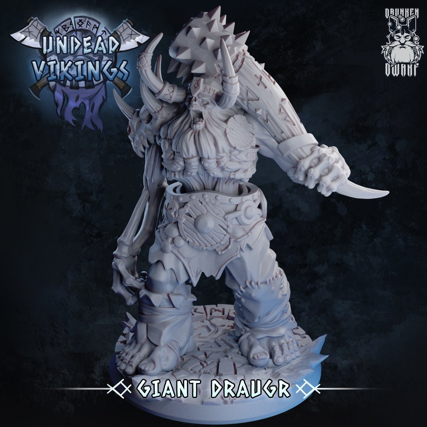 Giant Draugr (Undead) Resin Miniature | Undead Vikings Series RPG Miniatures Tabletop | Drunken Dwarf Miniatures