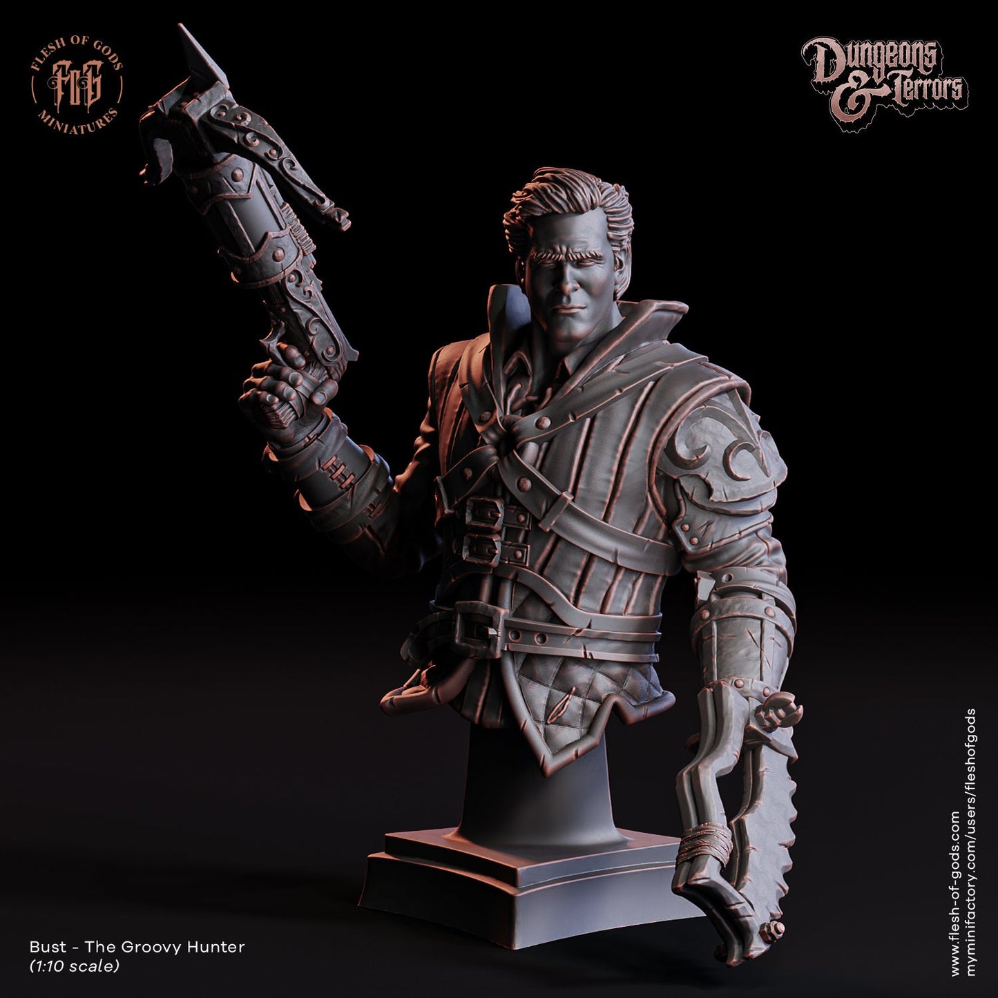 Groovy Hunter Resin Bust | Dungeons and Terrors Series RPG Horror Miniatures Tabletop | Flesh of Gods