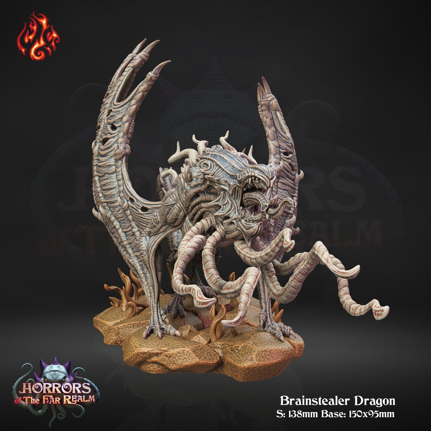 Brainstealer Dragon Tabletop RPG Miniature Set | Horrors of the Far Realm Collection | Crippled God Foundry