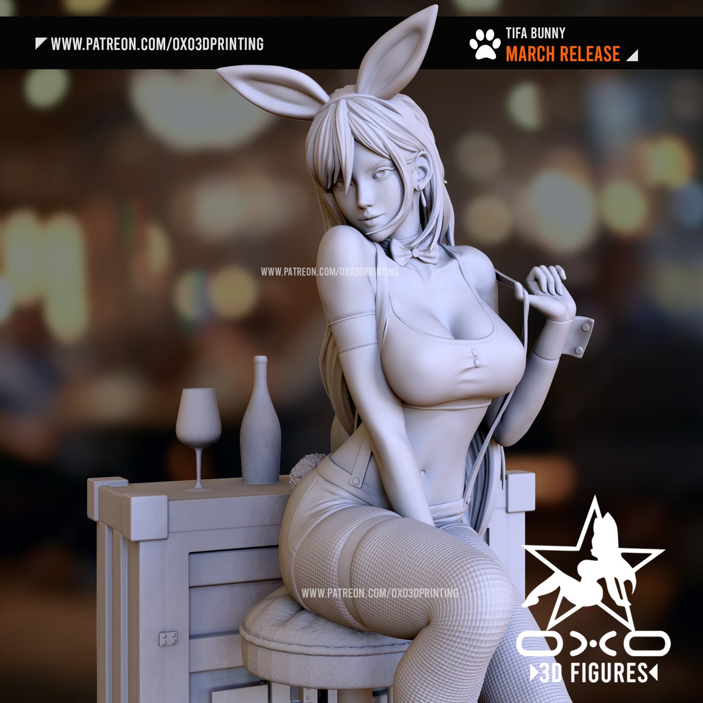 Bunny Girl Bartender Pin Up Statue & Miniature | OXO 3D