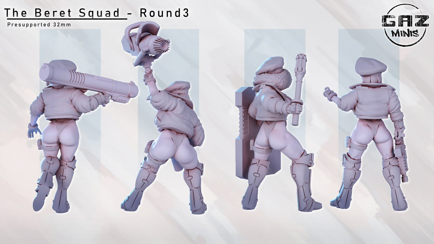 Beret Squad 3 Female Warband Tabletop Miniature | Mayhem | Gaz Miniatures