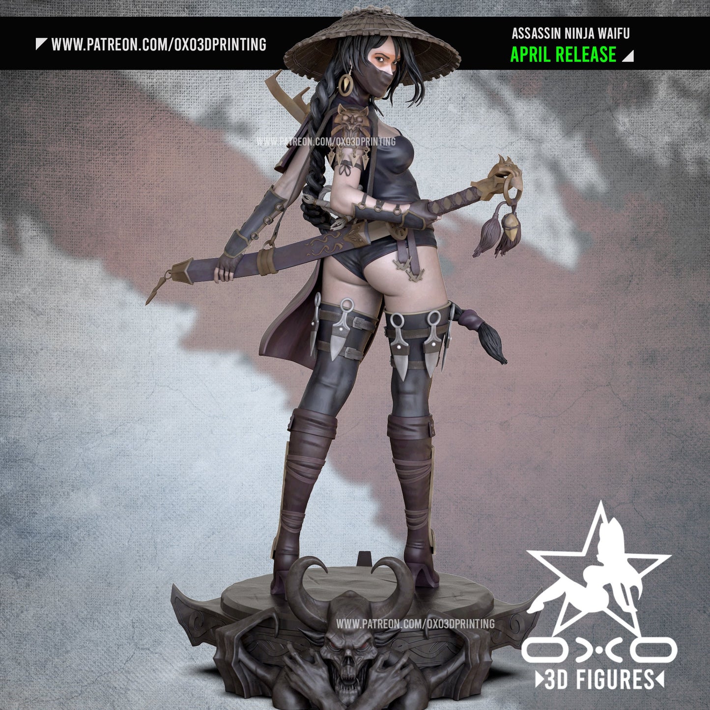 Assassin Ninja Waifu Pin Up Statue & Miniature | OXO 3D