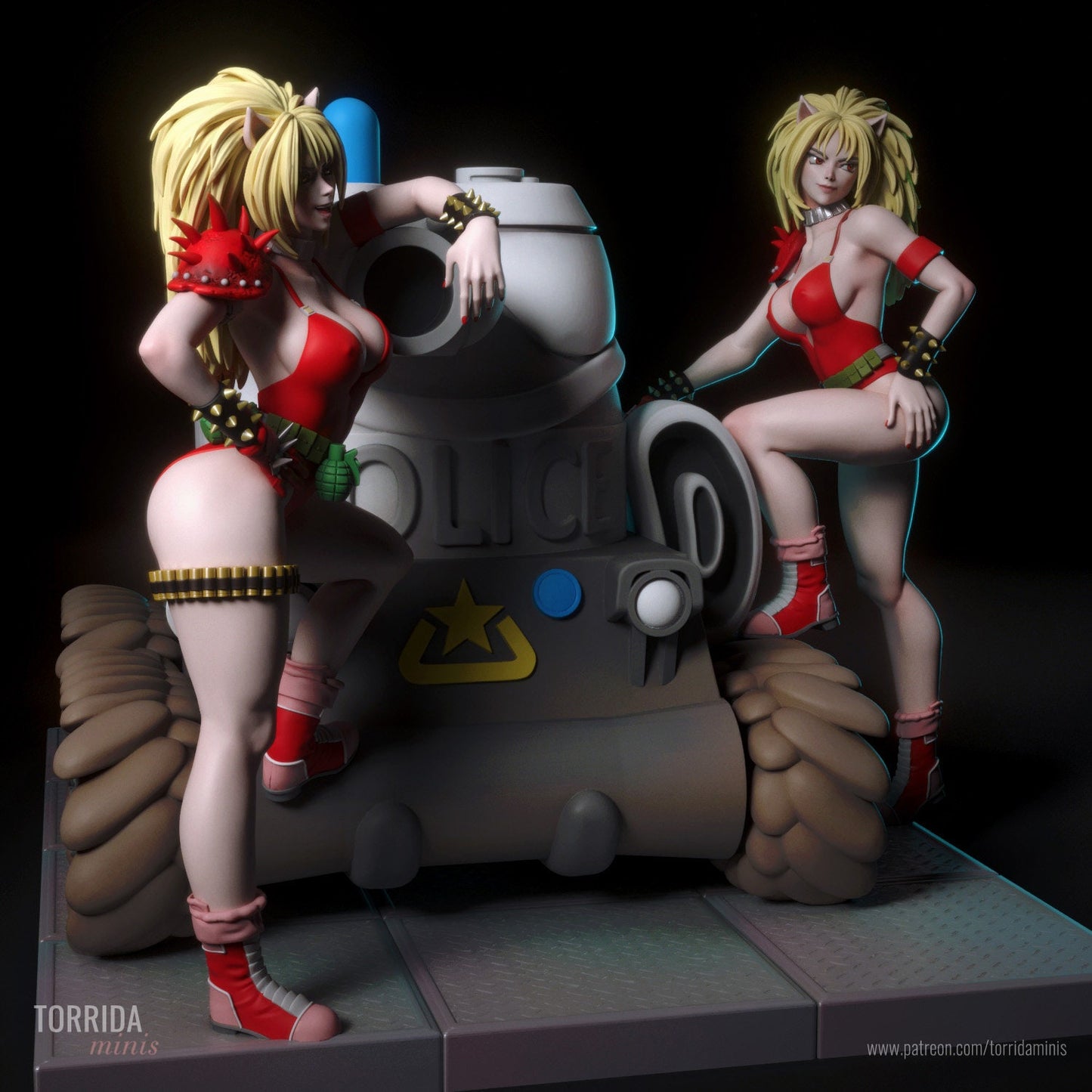 Anime Catgirl Androids with Tank Pin Up Statue & Miniature | Torrida Minis