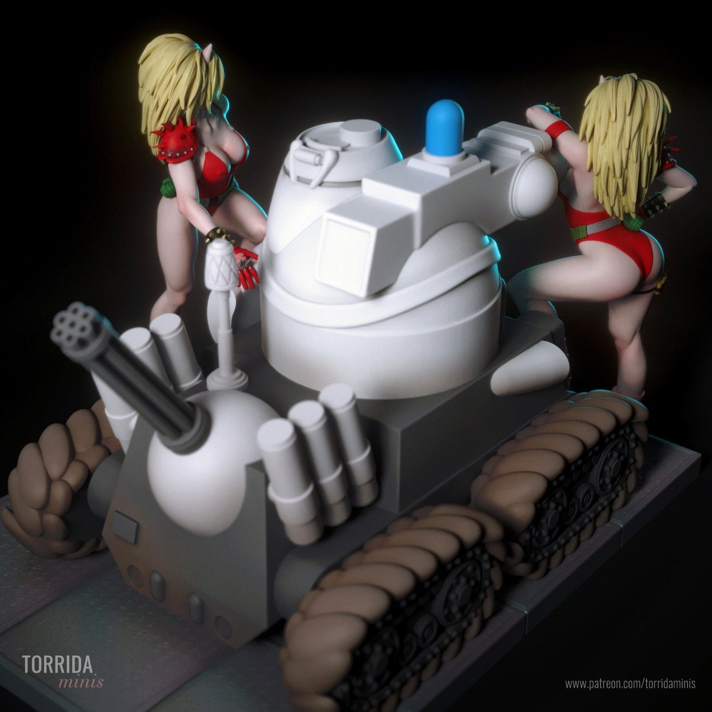 Anime Catgirl Androids with Tank Pin Up Statue & Miniature | Torrida Minis