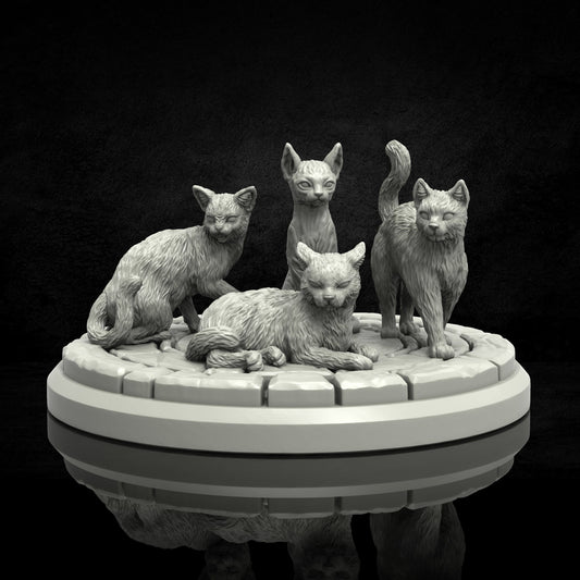 Cats of Ulthar Resin Miniature Set | Cult of the Unspeakable One Series RPG Miniatures Tabletop | Adaevy Creations