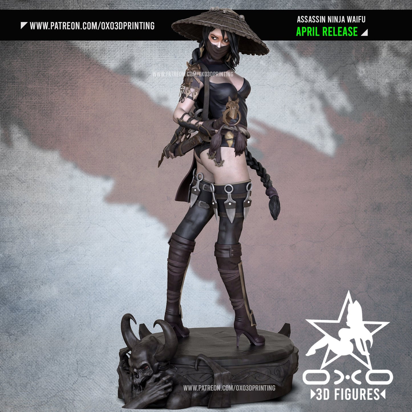 Assassin Ninja Waifu Pin Up Statue & Miniature | OXO 3D