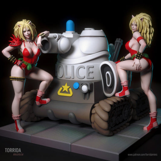 Anime Catgirl Androids with Tank Pin Up Statue & Miniature | Torrida Minis