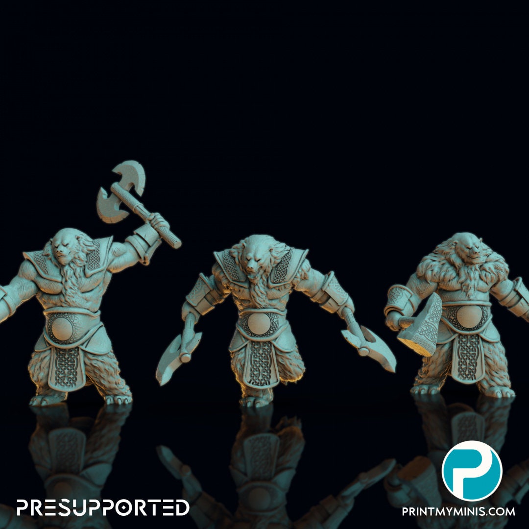 Polar Bear Warriors Resin RPG Miniature - Print My Minis