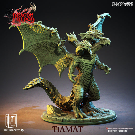 Tiamat 5-headed Dragon Resin Miniature | Dragon Blood Series RPG Miniatures Tabletop | Clay Cyanide Miniatures