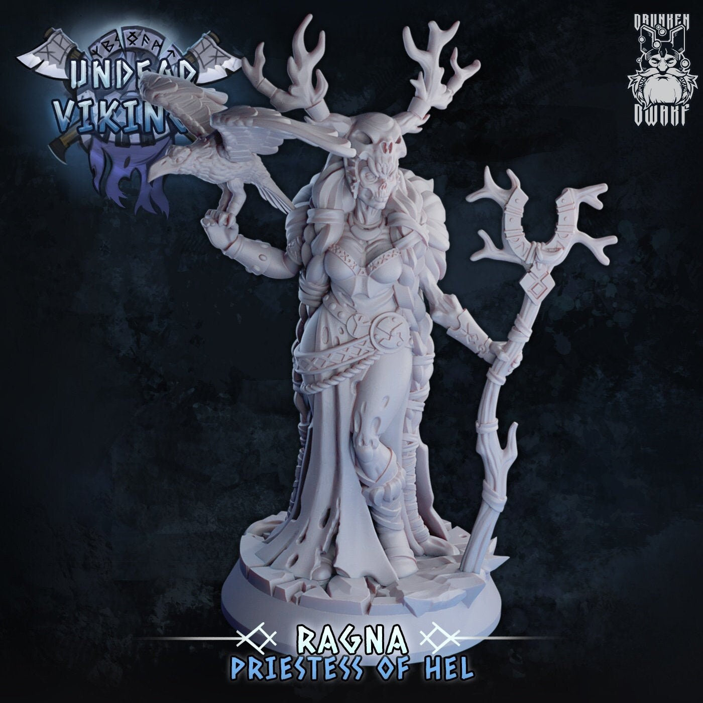 Ragna Priestess of Hel Resin Miniature | Undead Vikings Series RPG Miniatures Tabletop | Drunken Dwarf Miniatures