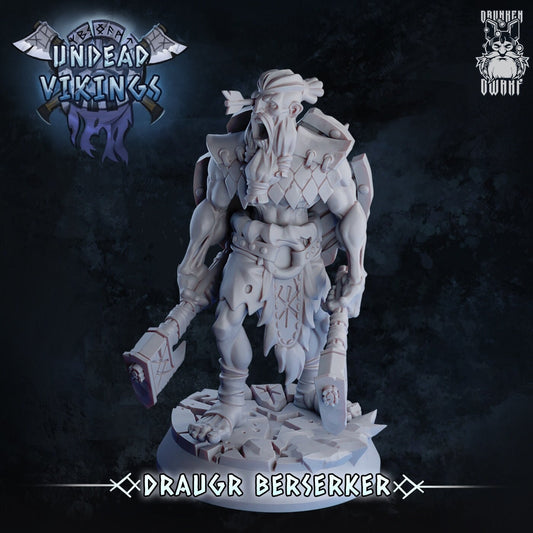 Undead Viking (Draugr) Berserker Resin Miniature | Undead Vikings Series RPG Miniatures Tabletop | Drunken Dwarf Miniatures