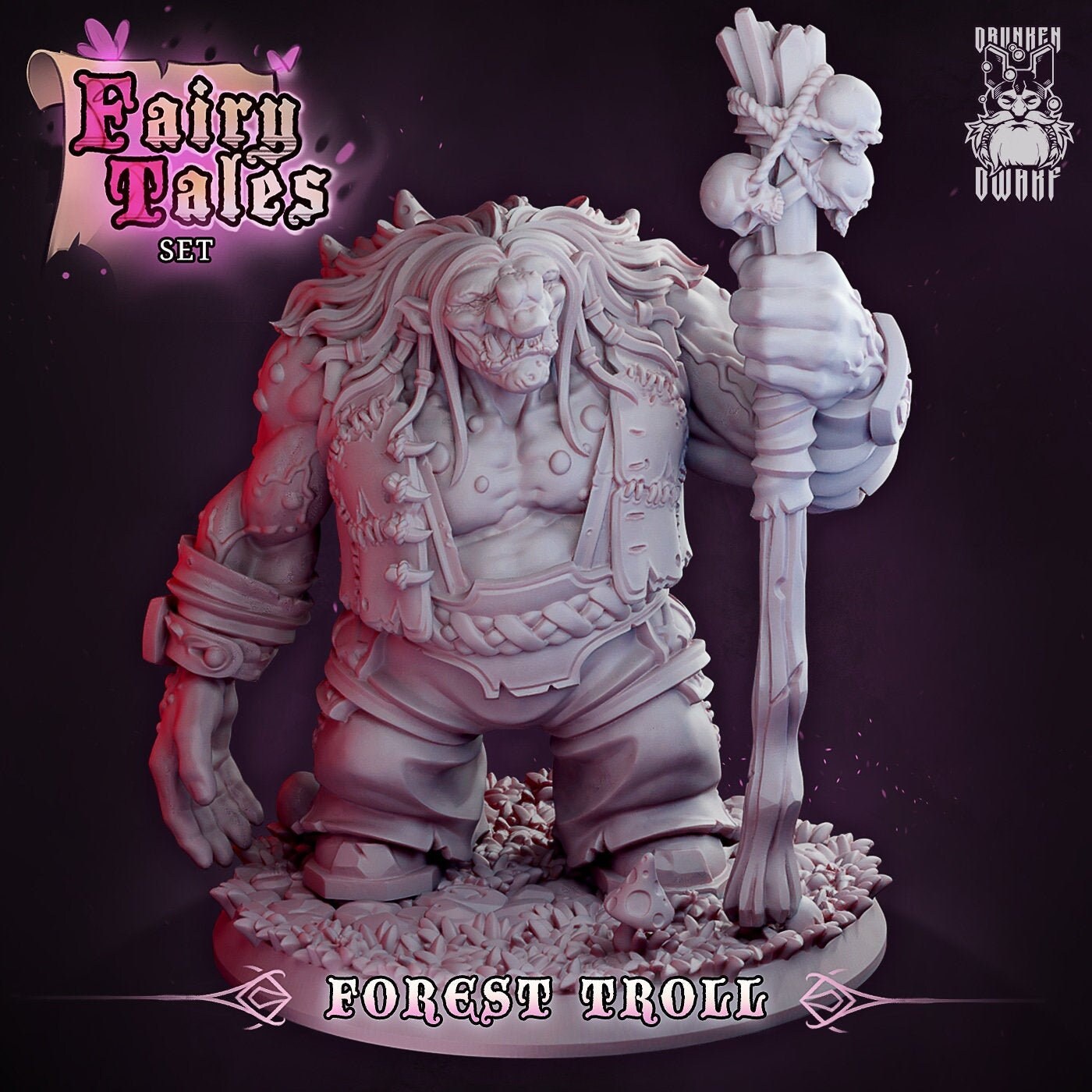 Forest Troll Resin Miniature | Fairy Tales Series RPG Miniatures Tabletop | Drunken Dwarf Miniatures