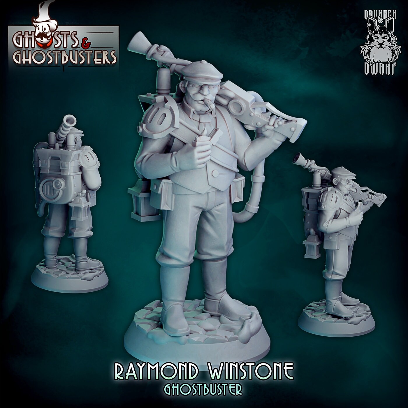 Raymond Winstone Ghost Chaser Resin Miniature | Ghosts and Ghost Busters Series | Drunken Dwarf Miniatures