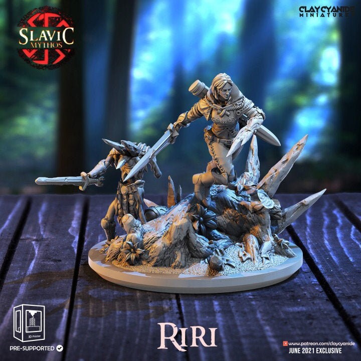 Riri Monster Hunter | Slavic Mythology RPG Miniatures Tabletop | Clay Cyanide Miniatures