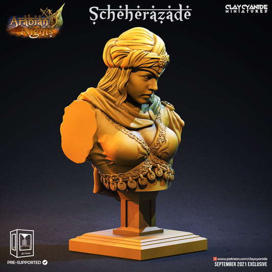 Scheherazade Bust Resin Figure  | Arabian Nights Series RPG Miniatures Tabletop | Clay Cyanide Miniatures