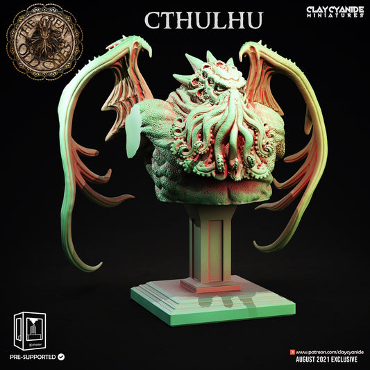 Cthulhu Bust | Lovecraft Mythos | Great Old Ones Series RPG Miniatures Tabletop | Clay Cyanide Miniatures