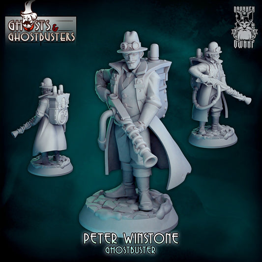 Peter Winstone Ghost Chaser Resin Miniature | Ghosts and Ghost Busters Series | Drunken Dwarf Miniatures