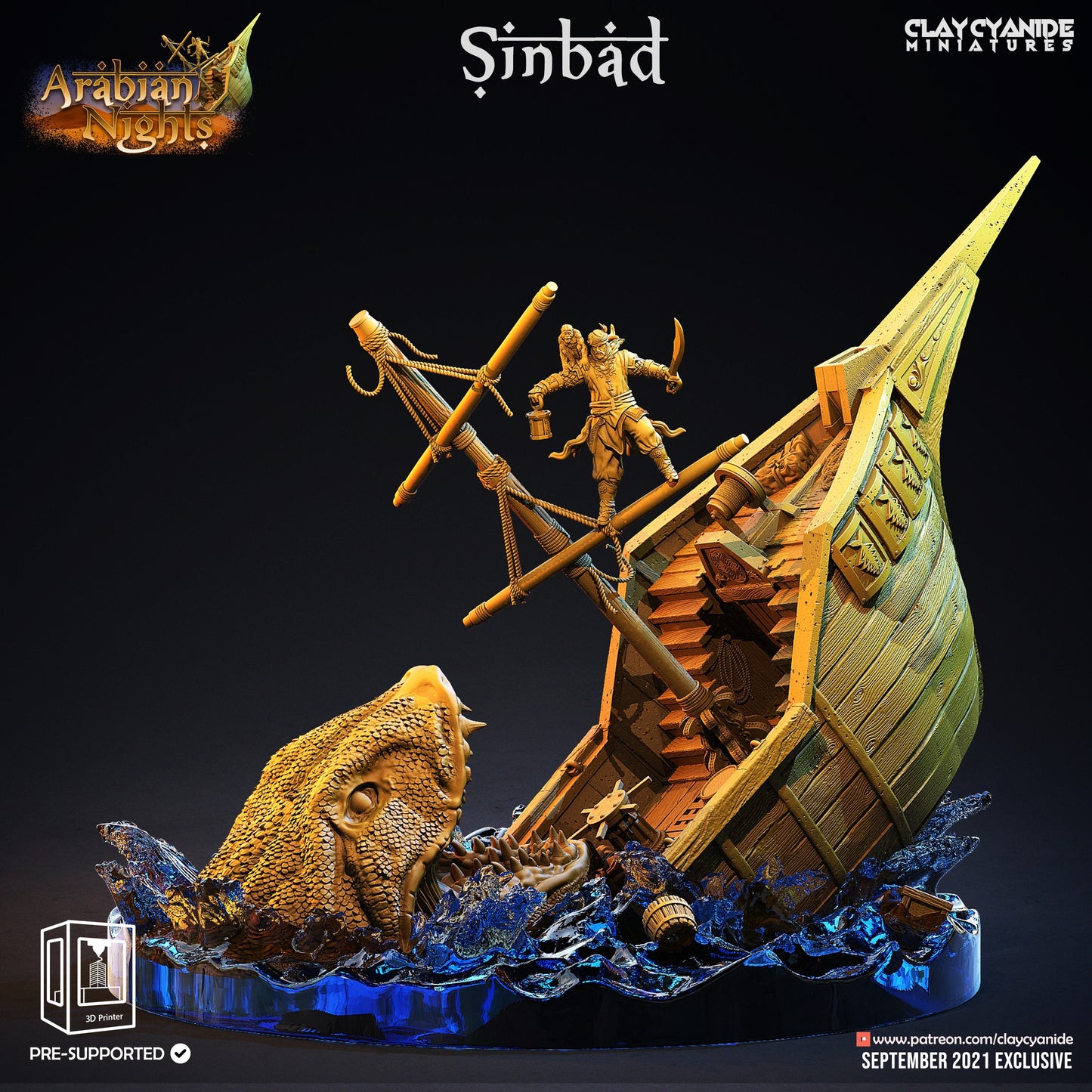 Sinbad the Sailor Resin Figure | Arabian Nights Series RPG Miniatures Tabletop | Clay Cyanide Miniatures