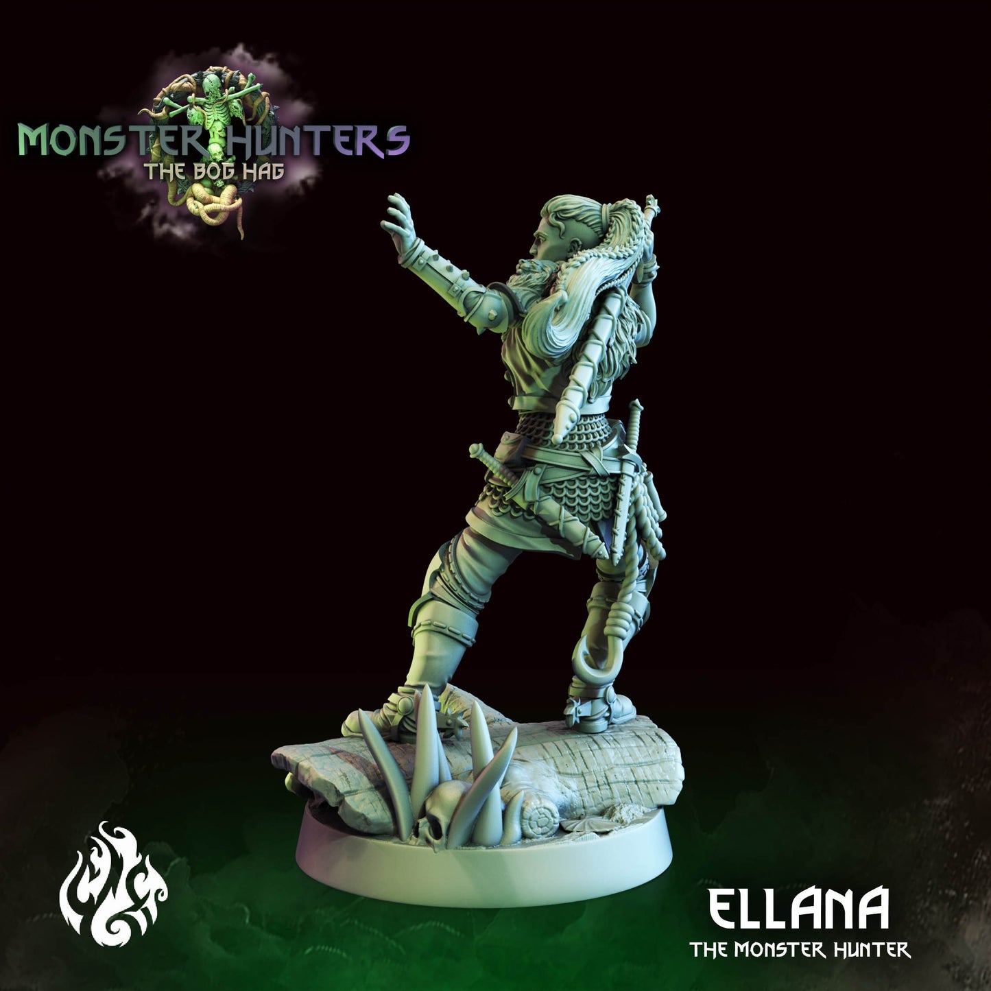 Ellana the Monster Hunter Tabletop Figure | Monster Hunters Collection | Crippled God Foundry