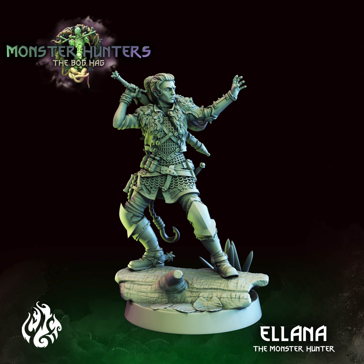 Ellana the Monster Hunter Tabletop Figure | Monster Hunters Collection | Crippled God Foundry