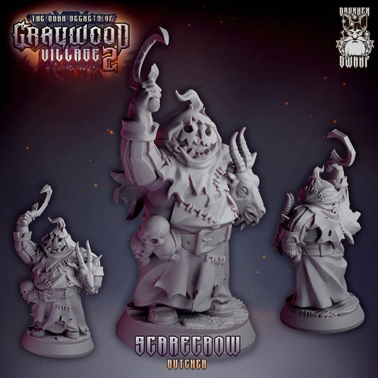 Scarecrow Butcher Tabletop Resin Miniature | Graywood Village 2 Series | Drunken Dwarf Miniatures