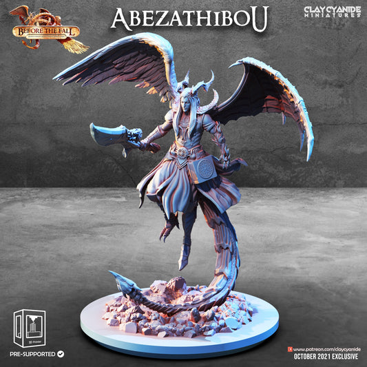 Abezathibou Fallen Angel Resin Miniature | Before the Fall Series RPG Tabletop Miniatures | Clay Cyanide Miniatures