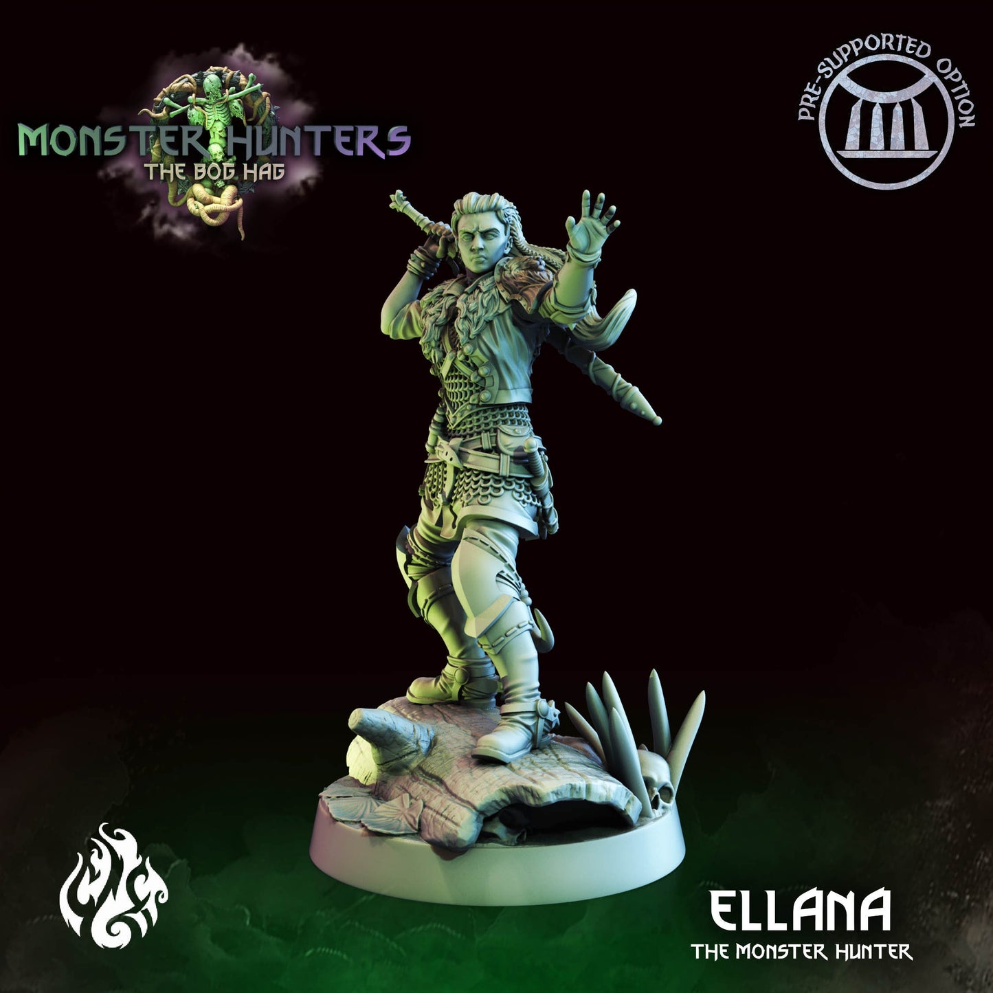 Ellana the Monster Hunter Tabletop Figure | Monster Hunters Collection | Crippled God Foundry