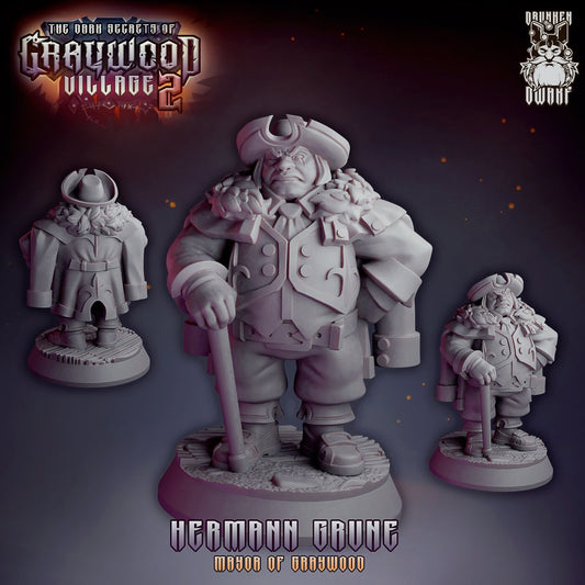 Mayor of Graywood Tabletop Resin Miniature | Graywood Village 2 Series | Drunken Dwarf Miniatures