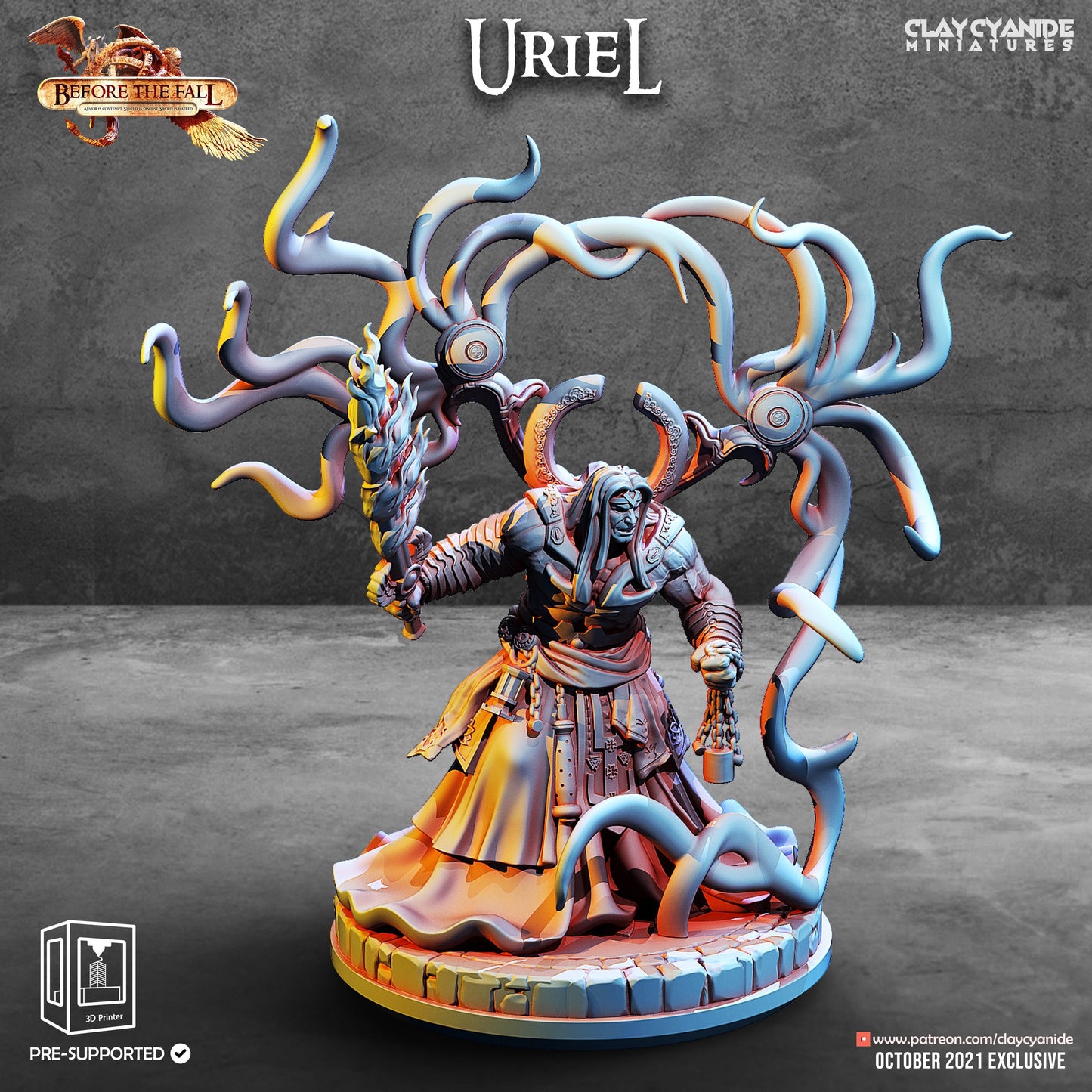 Uriel Archangel of Wisdom Resin Miniature | Before the Fall Series RPG Tabletop Miniatures | Clay Cyanide Miniatures