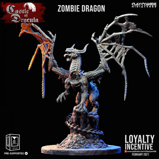 Zombie Dragon Resin Miniature | Castle of Dracula | Clay Cyanide Miniatures