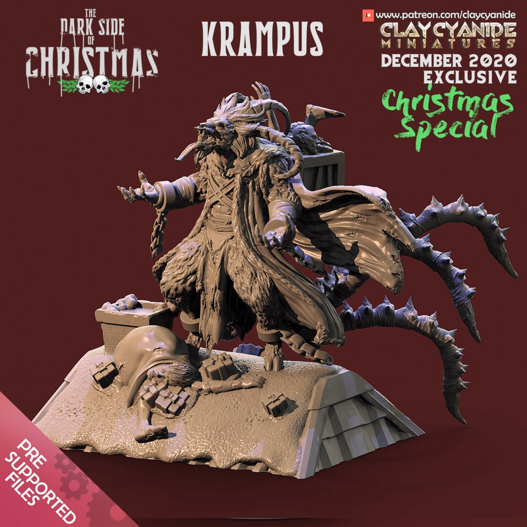 Krampus Resin Miniature | Dark Side of Christmas | Clay Cyanide Miniatures