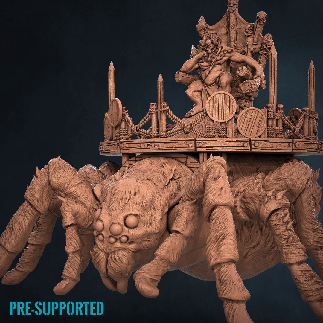 Goblin King with Arachnid Mount Resin Tabletop RPG Miniature | Print My Minis | Goblins