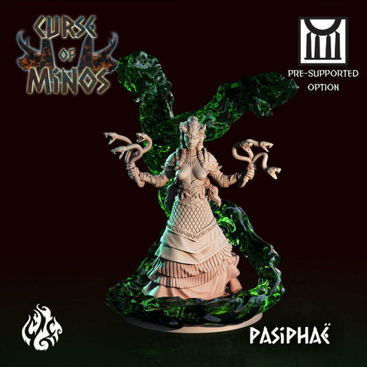 Queen Pasifae Hybrid Minotaur Sorceress Tabletop Miniature Set | Curse of Minos Collection | Crippled God Foundry