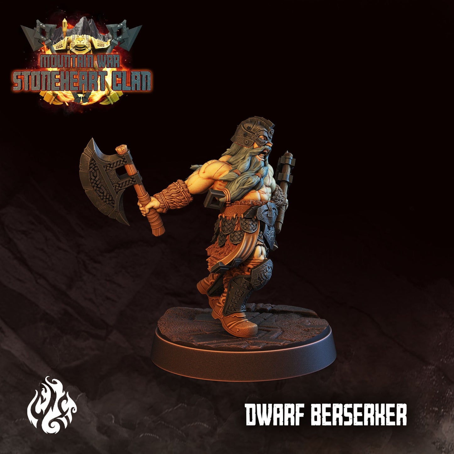 Dwarf Berserker Tabletop Miniature | Stoneheart Clan Collection | Crippled God Foundry