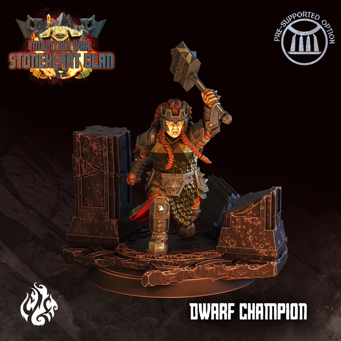 Dwarf Champion Tabletop RPG Miniature | Stoneheart Clan Collection | Crippled God Foundry