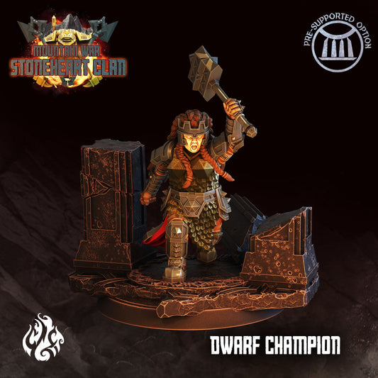 Dwarf Champion Tabletop RPG Miniature | Stoneheart Clan Collection | Crippled God Foundry