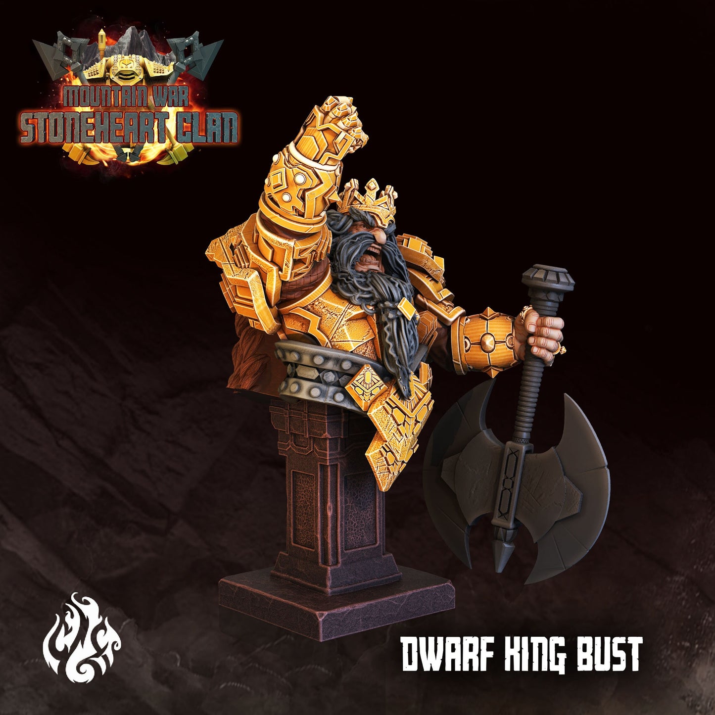 Dwarf King Bust Tabletop RPG Miniature | Stoneheart Clan Collection | Crippled God Foundry