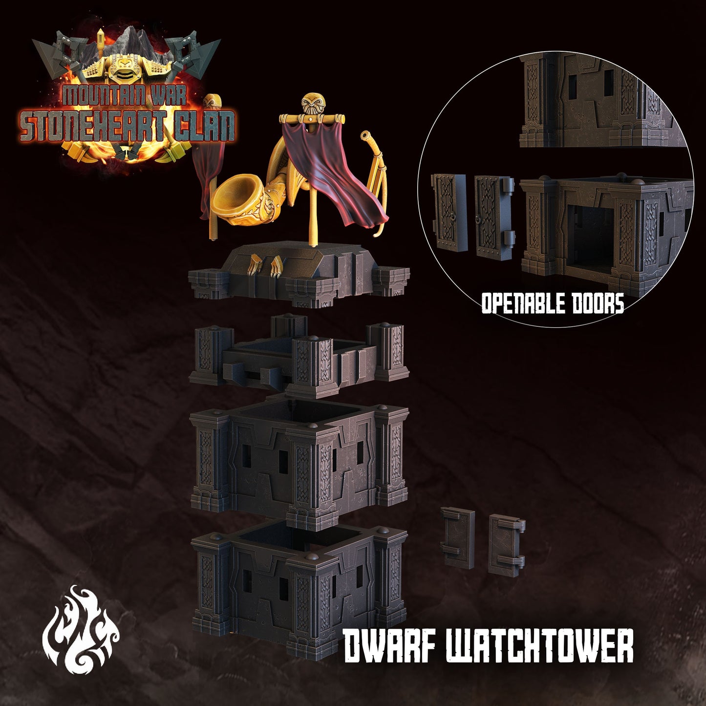 Dwarf Watchtower Tabletop RPG Miniature Terrain | Stoneheart Clan Collection | Crippled God Foundry