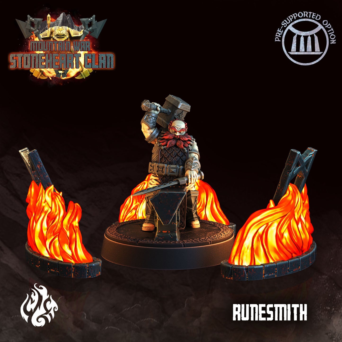 Dwarf Runesmith Tabletop RPG Miniature | Stoneheart Clan Collection | Crippled God Foundry