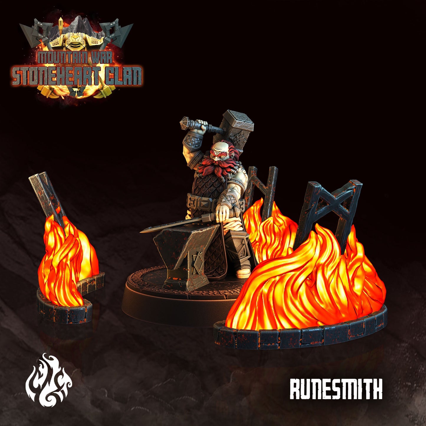 Dwarf Runesmith Tabletop RPG Miniature | Stoneheart Clan Collection | Crippled God Foundry