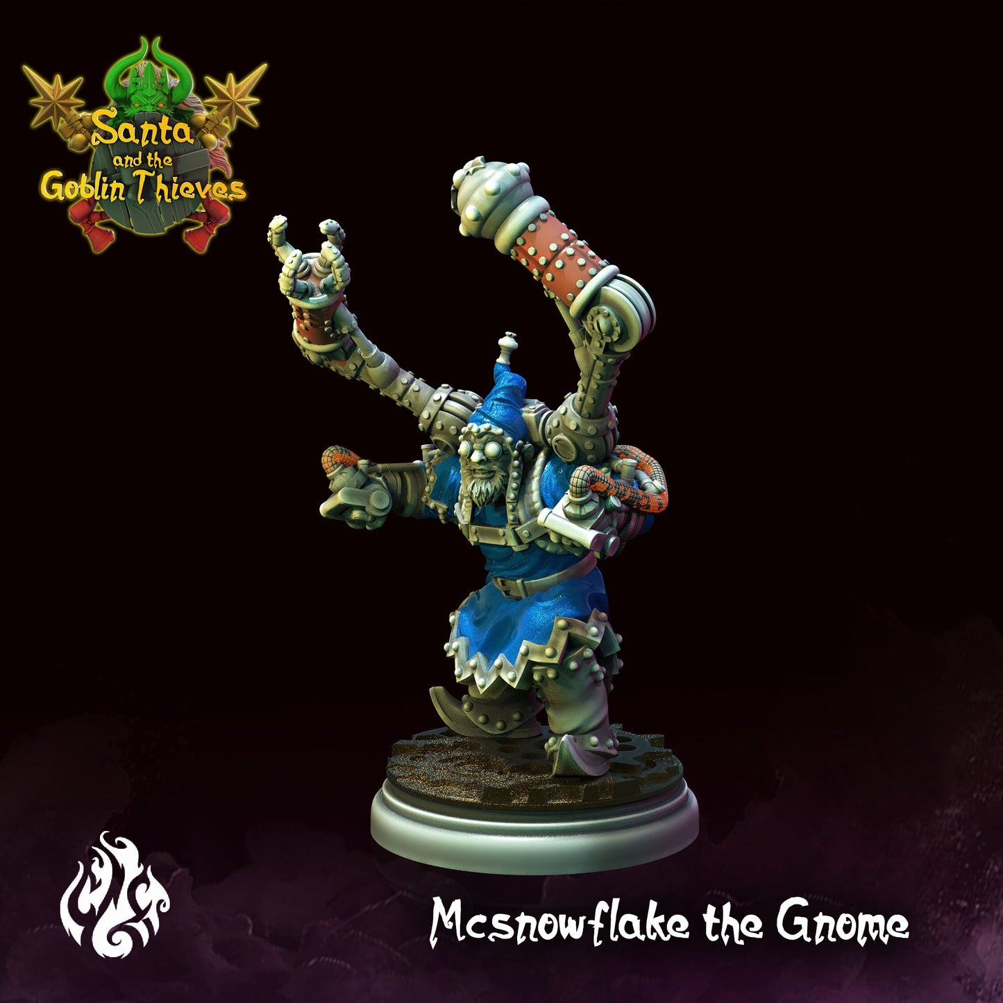 McSnowflake the Gnome Tabletop RPG Miniature | Santa & The Goblin Thieves Collection | Crippled God Foundry