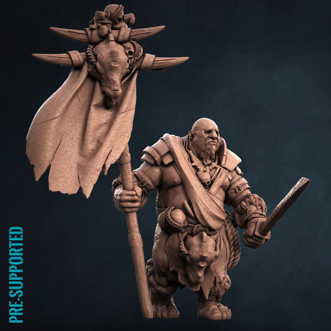 Ogre Banner Bearer Resin Tabletop RPG Miniature | Print My Minis | Ogres