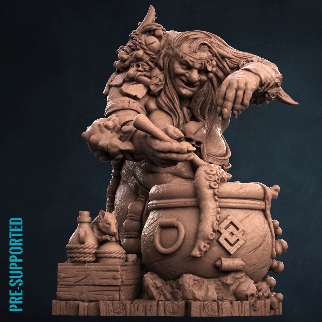 Ogre Witch Resin Tabletop RPG Miniature | Print My Minis | Ogres