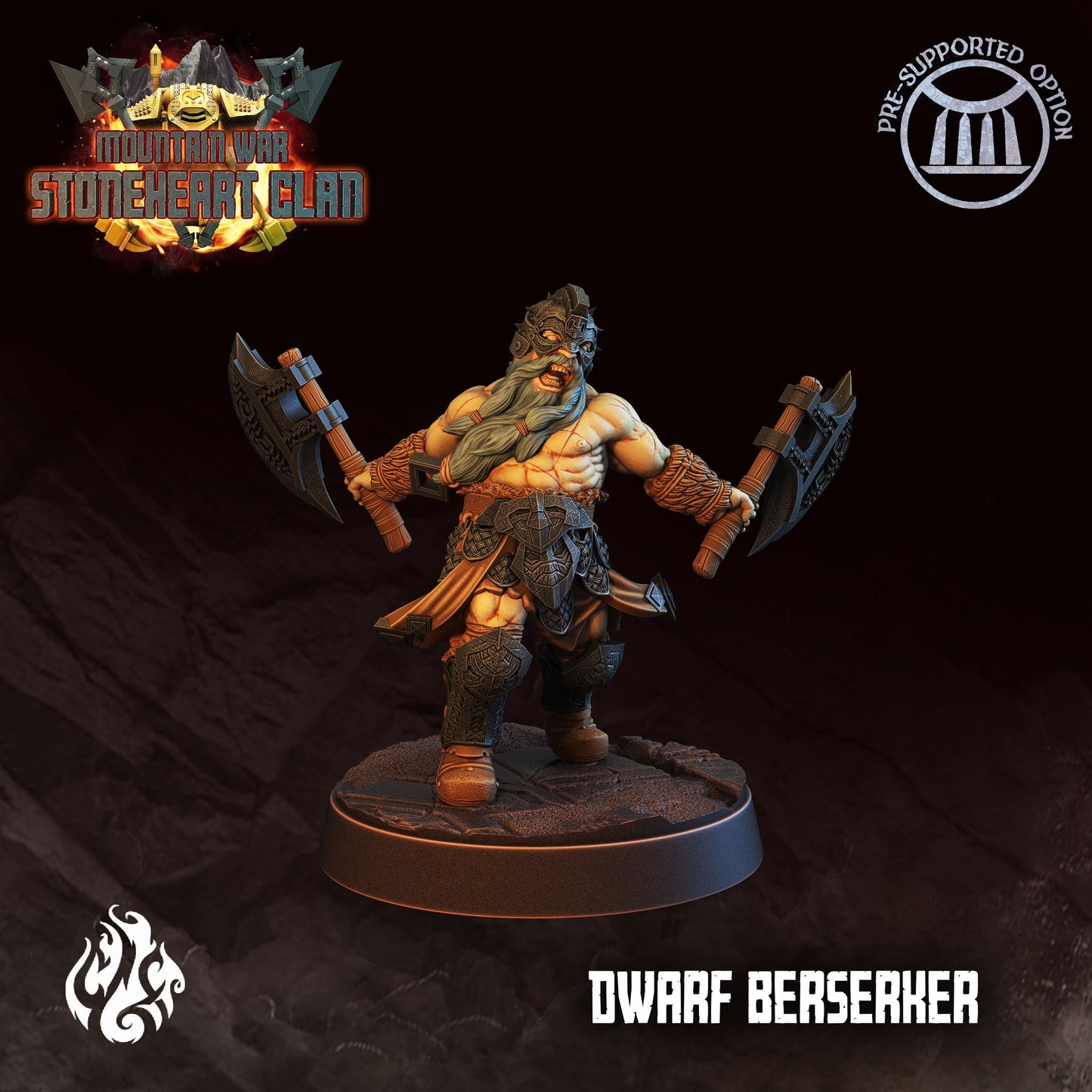 Dwarf Berserker Tabletop Miniature | Stoneheart Clan Collection | Crippled God Foundry