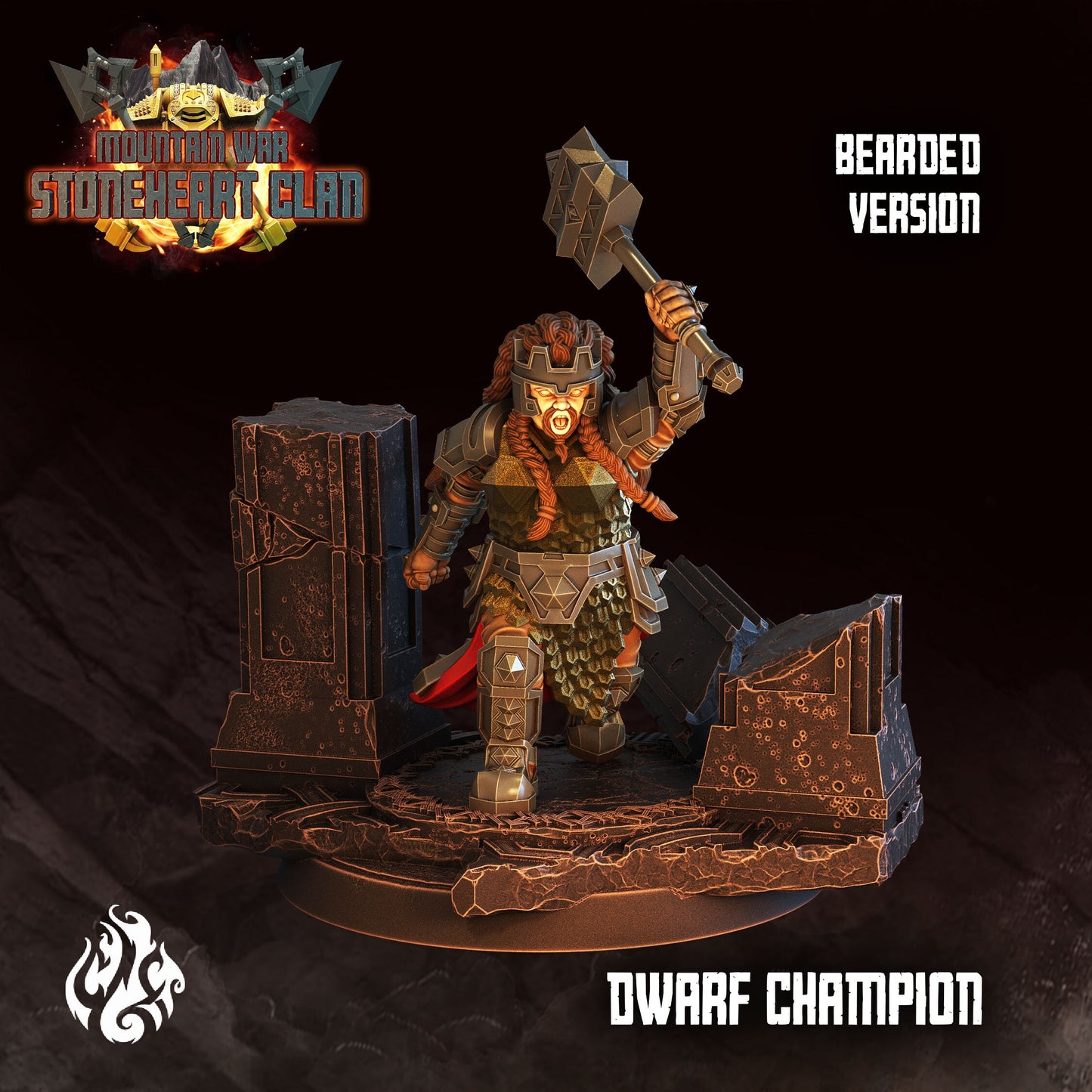 Dwarf Champion Tabletop RPG Miniature | Stoneheart Clan Collection | Crippled God Foundry