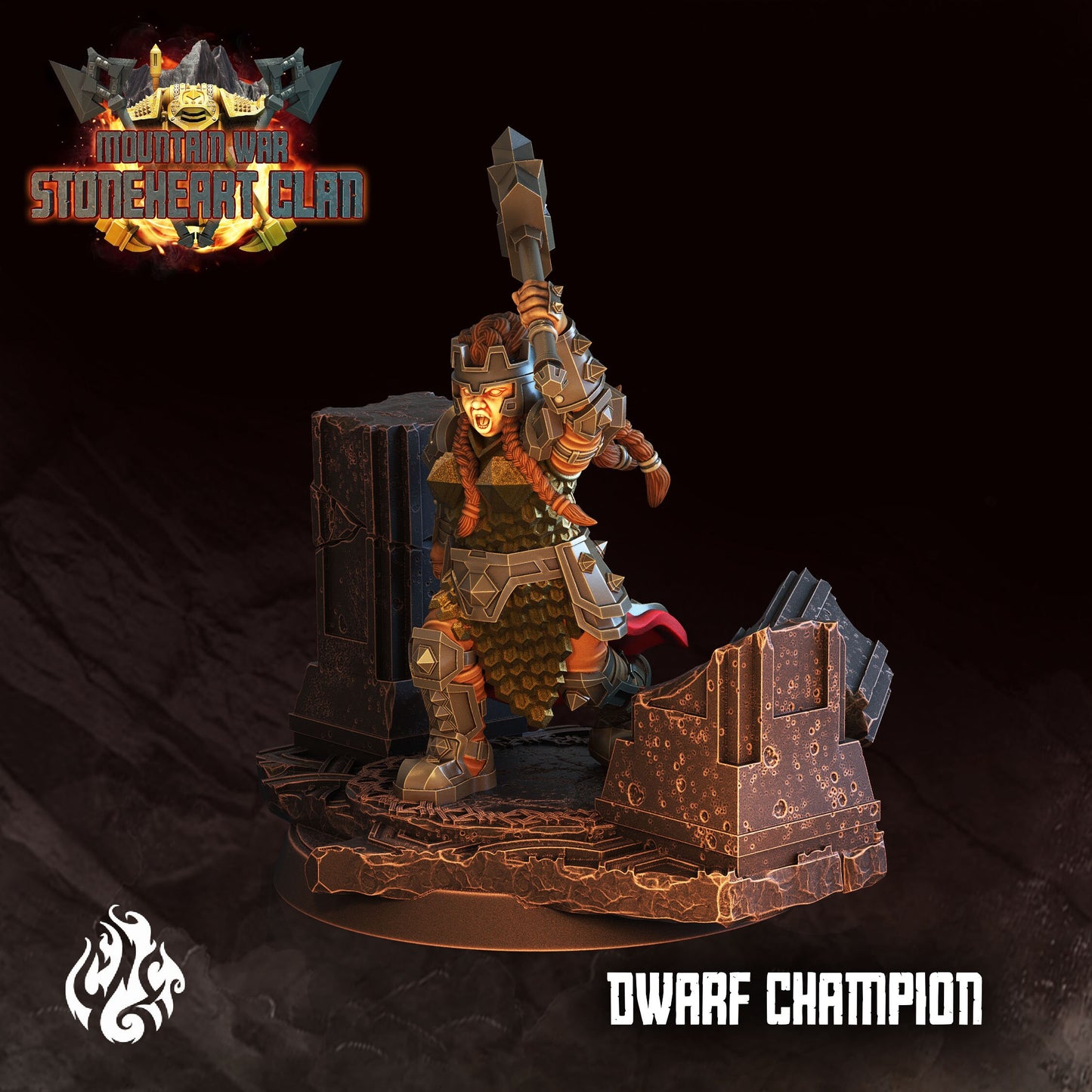 Dwarf Champion Tabletop RPG Miniature | Stoneheart Clan Collection | Crippled God Foundry