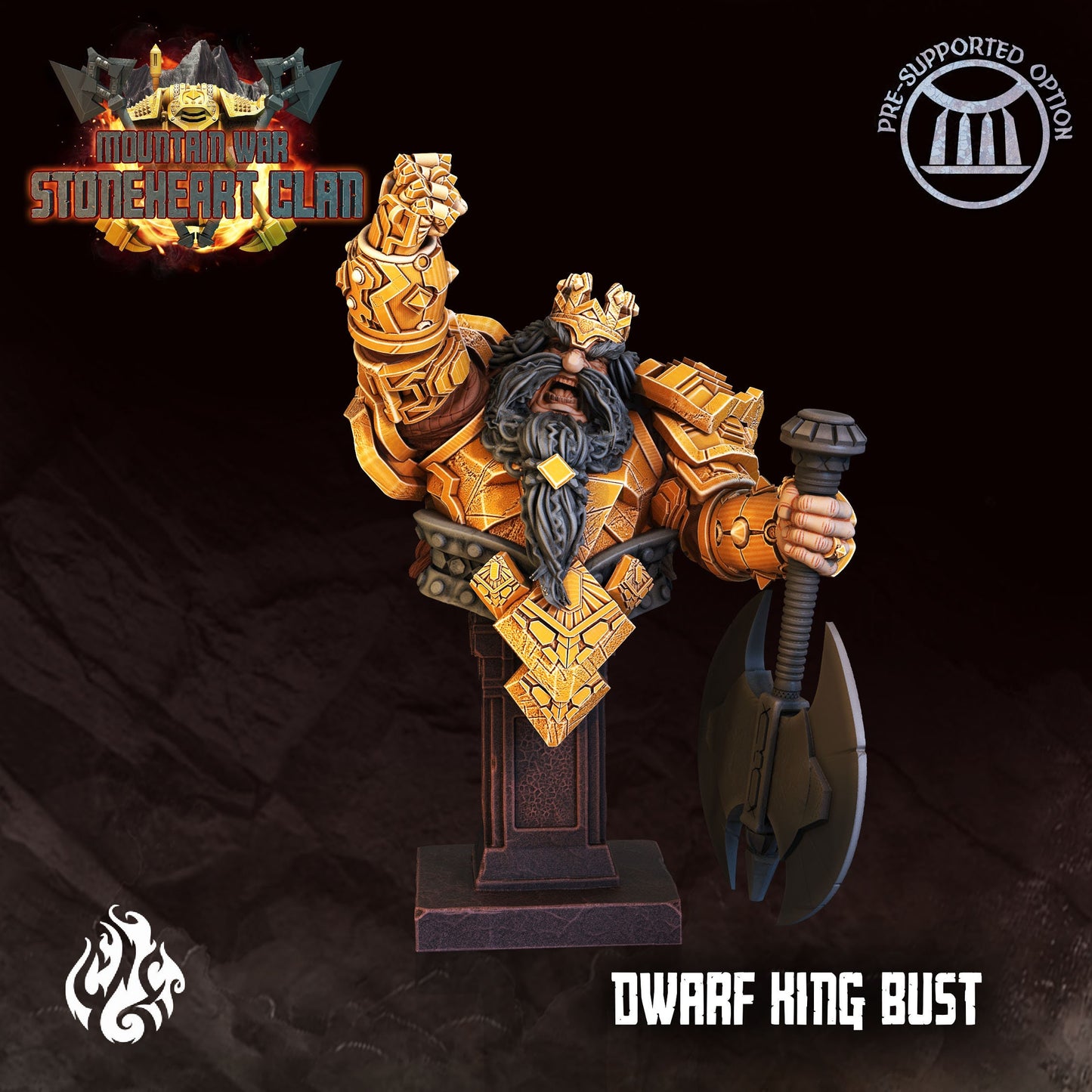 Dwarf King Bust Tabletop RPG Miniature | Stoneheart Clan Collection | Crippled God Foundry