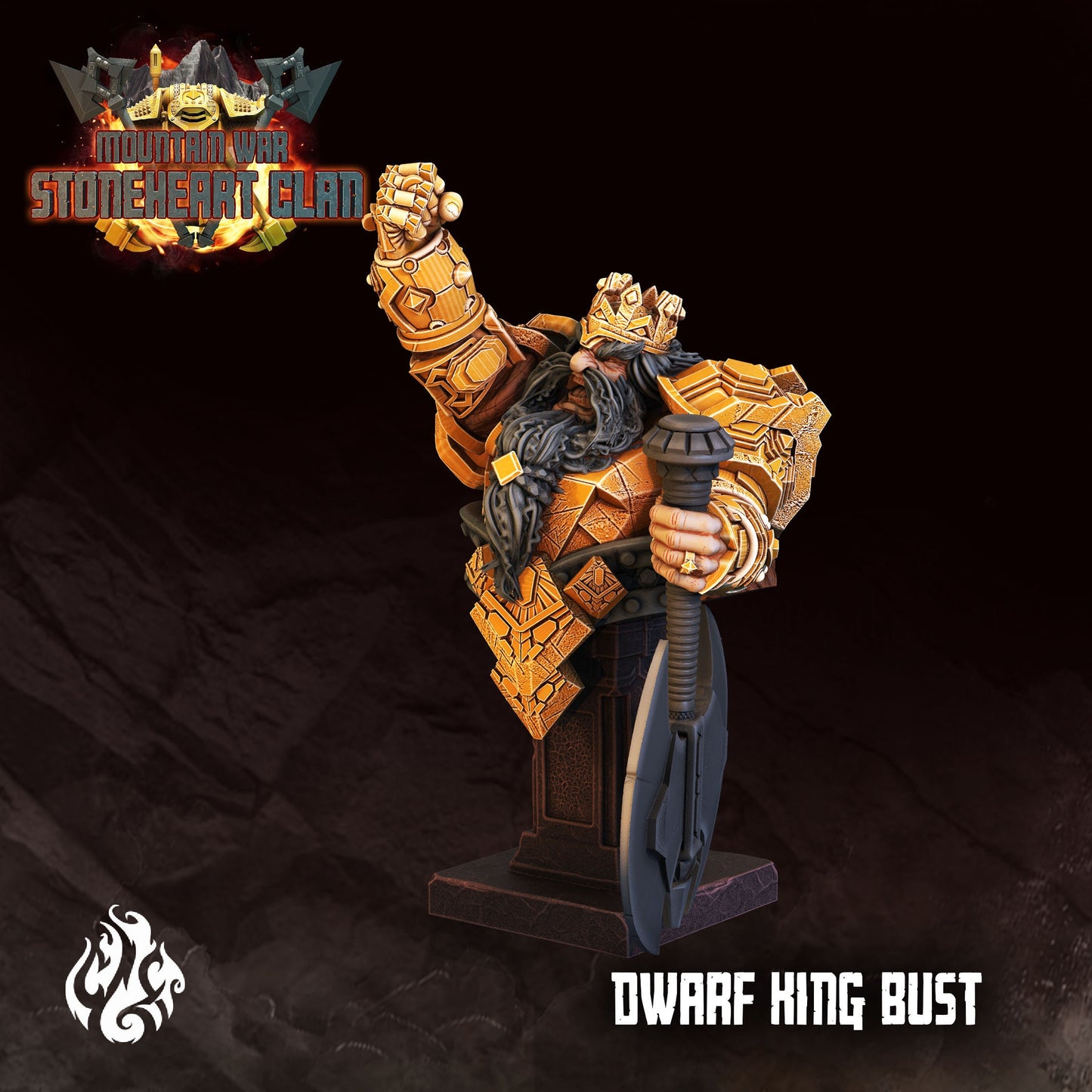 Dwarf King Bust Tabletop RPG Miniature | Stoneheart Clan Collection | Crippled God Foundry