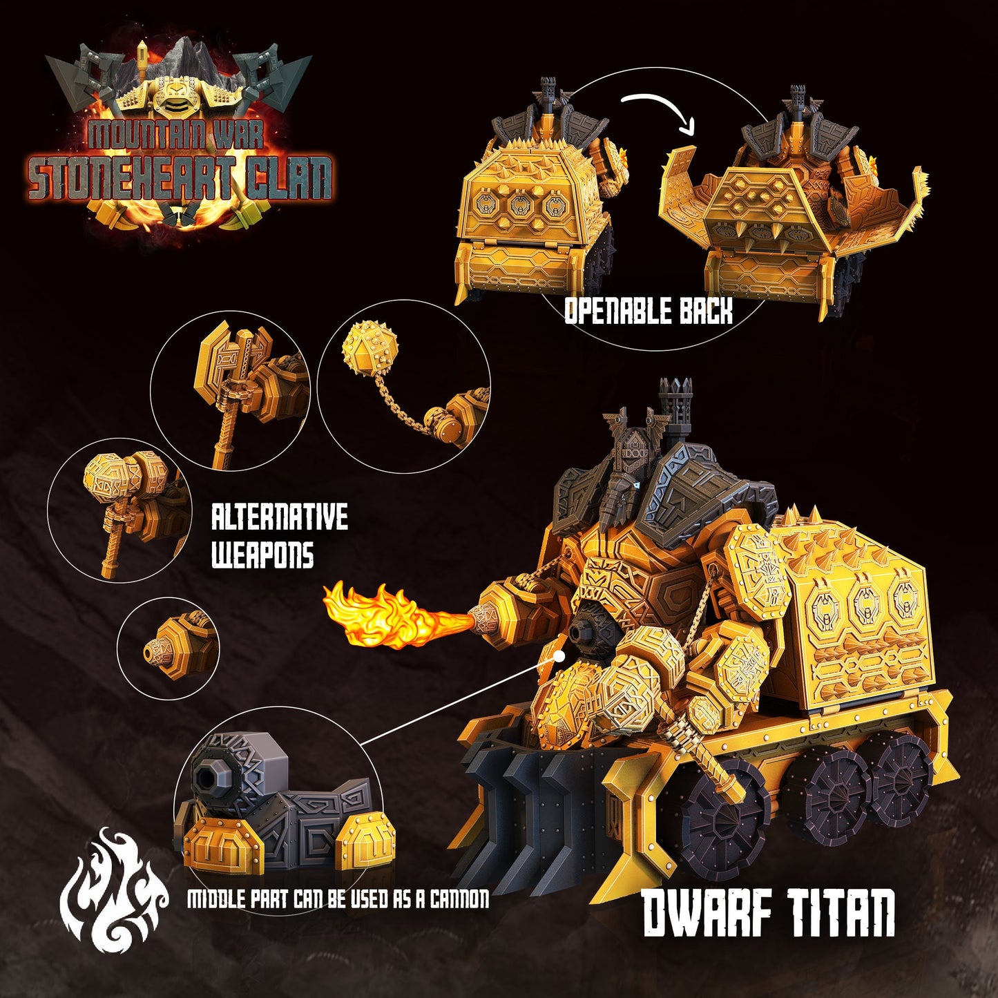 Dwarf Titan Siege Machine Tabletop RPG Miniature | Stoneheart Clan Collection | Crippled God Foundry