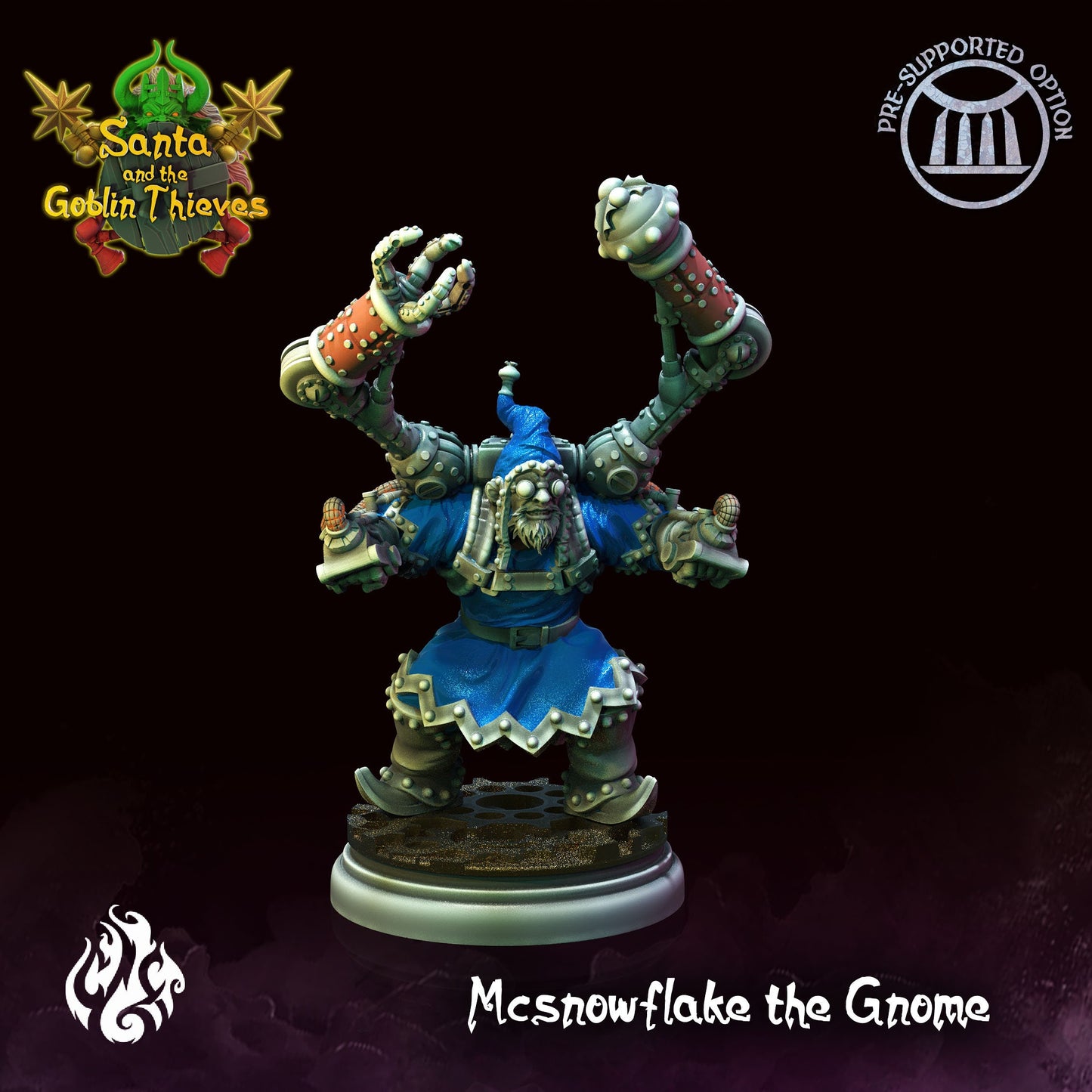 McSnowflake the Gnome Tabletop RPG Miniature | Santa & The Goblin Thieves Collection | Crippled God Foundry